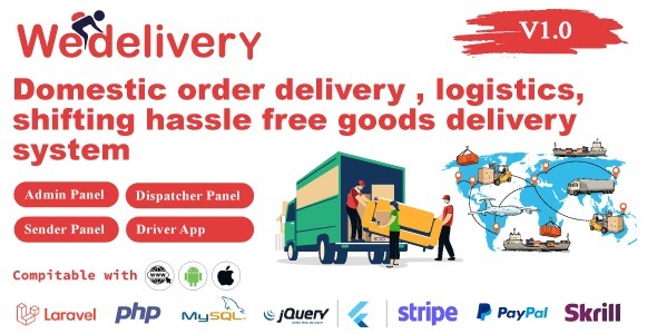 We Delivery – Parcel delivery and traditional courier service management systems with admin panel
