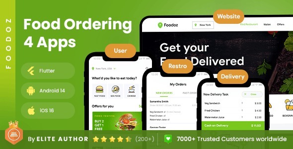 7 App Template| Food Ordering | Food Delivery | Multi Restaurant Food Order Management App| Foodoz