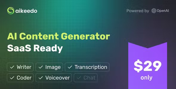 Aikeedo AI – SAAS / OpenAI – AI Chat, Video, Image, Voice, Content, Code / Nano Banana 3.6.7