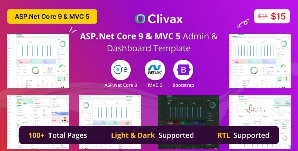 Clivax – ASP.Net Core 9 & MVC 5 Admin & Dashboard UI Template
