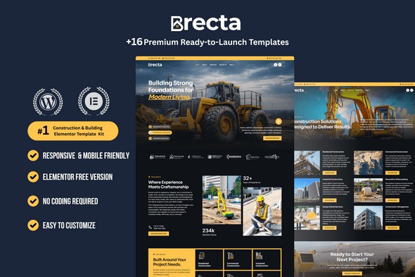 Brecta – Construction & Building Elementor Template Kit