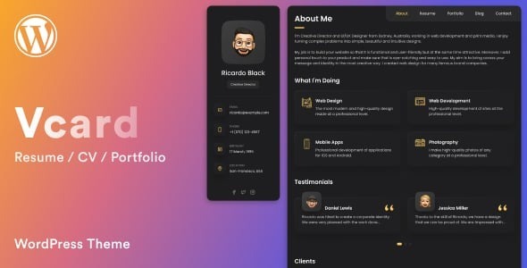 Vcard – Resume / CV / Portfolio WordPress Theme 3.0.3