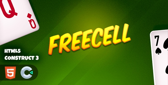 FreeCell Card Game | Construct 3 HTML5 Game Template