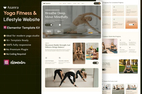 Asanra - Yoga, Meditation & Wellness Elementor Template Kit