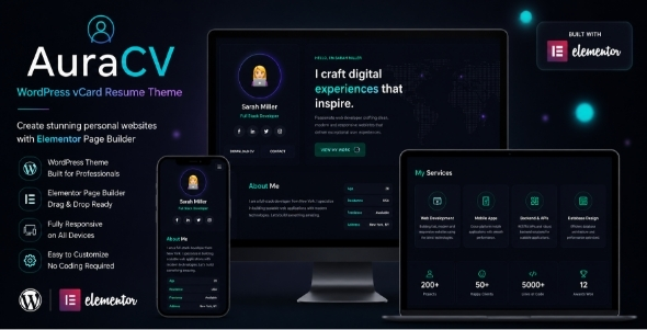 AuraCV – Premium vCard Resume WordPress Theme