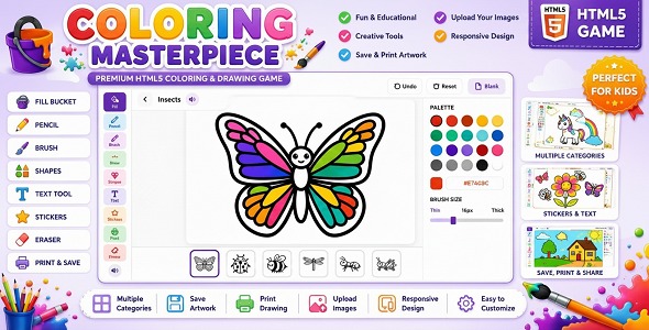Coloring Masterpiece | Kids Coloring Book HTML5 Game