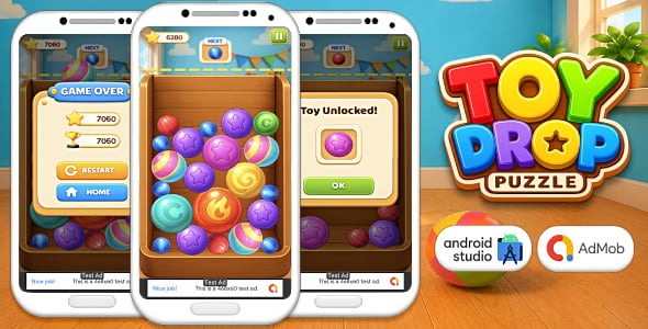 Toy Drop Puzzle - Android Studio Puzzle Game with AdMob Ads