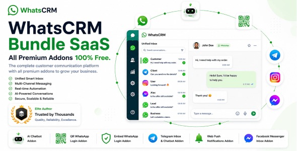 WhatsCRM | WhatsApp CRM, AI Automation and Multi-Channel SaaS Bundle (Node.js Script)