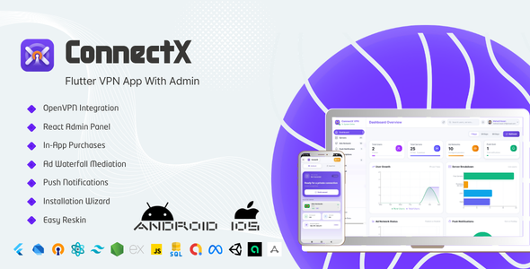 ConnectX | VPN App with Admin Panel for Android & iOS - Source Code